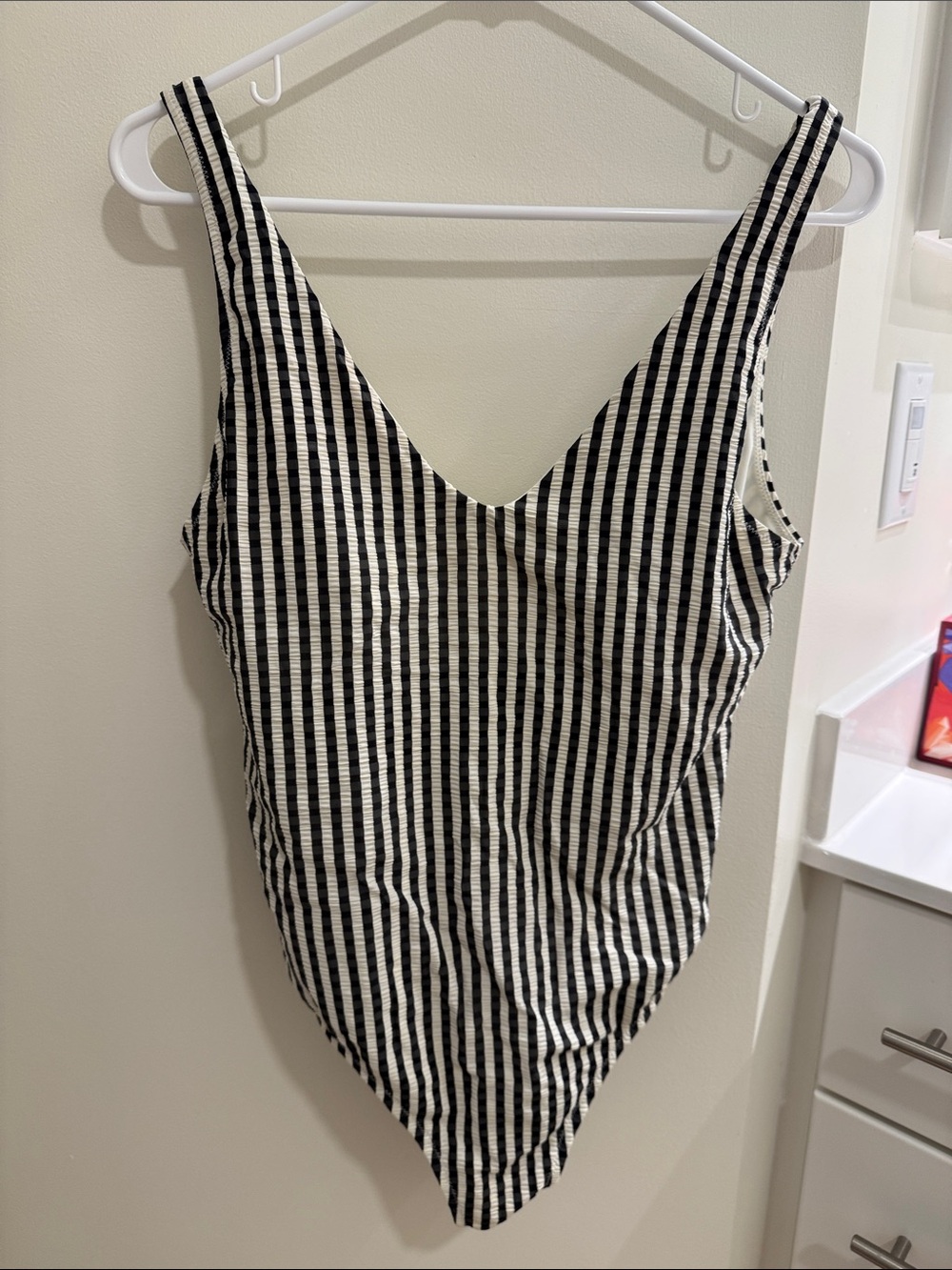Athleta Striped Seersucker One Piece Swimsuit
